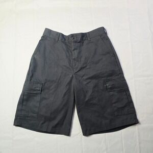 Aramark Men's Cargo Shorts Size 32 Black Workwear Utility Twill Flat Front R32